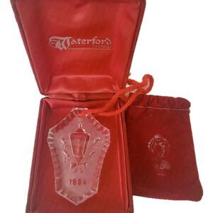 Waterford Crystal Christmas Ornament 1984 Lantern Vintage with Box&Pouch Holiday